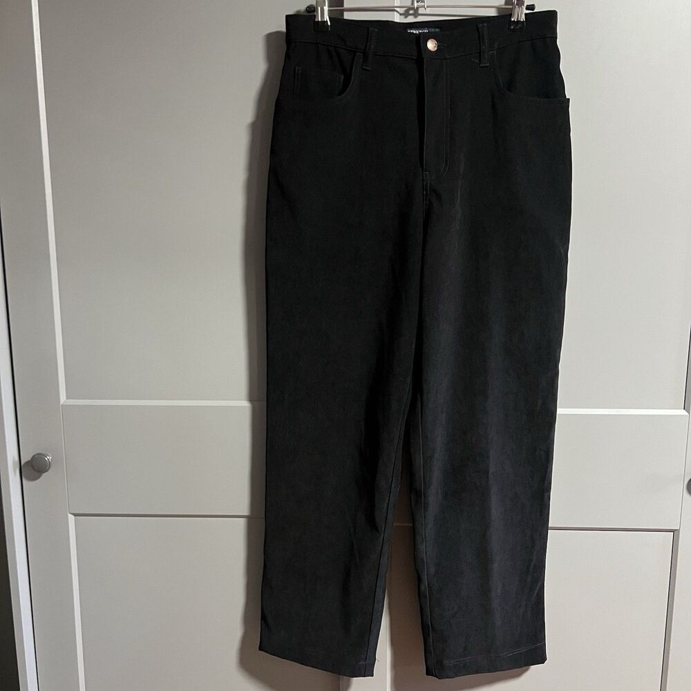 VTG Bill Blass High Rise Wide Leg Soft Suede Texture Jeans Black 8 (Waist 31”)